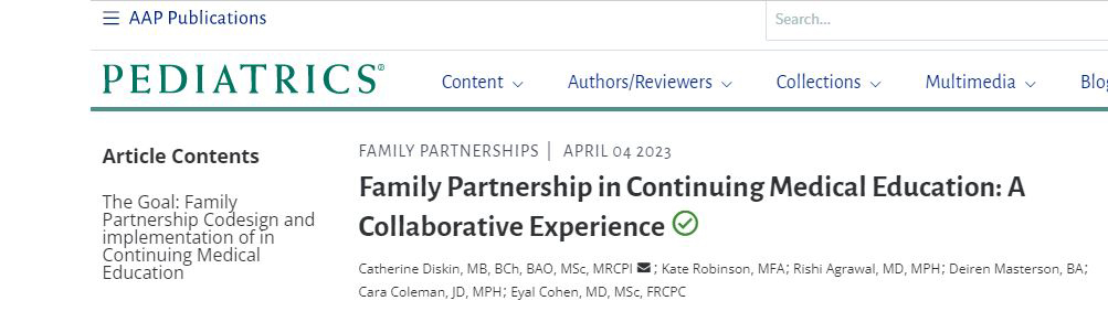 Article image from Pediatrics, AAP Publications of the article "Family Partnership in Continuing Medical Education: A Collaborative Experience"